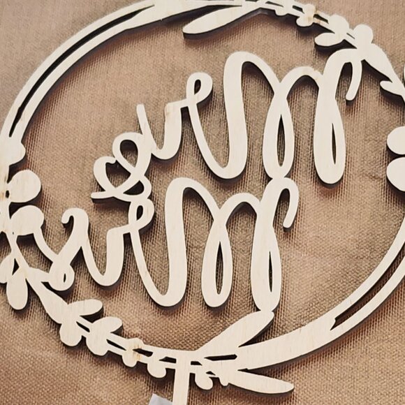 Paintable Stainable Real Wood Mr. and Mrs. with Berries and Leaves Cake Topper - Picture 3 of 16